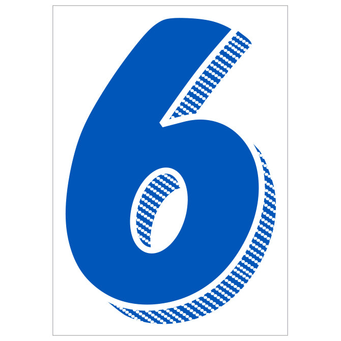 Window Sticker - 7 1/2" Blue/White #6 - Qty. 12