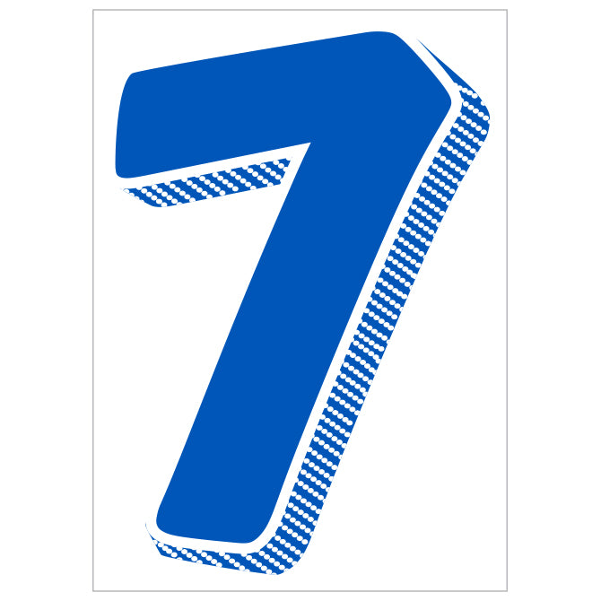 Window Sticker - 7 1/2" Blue/White #7 - Qty. 12