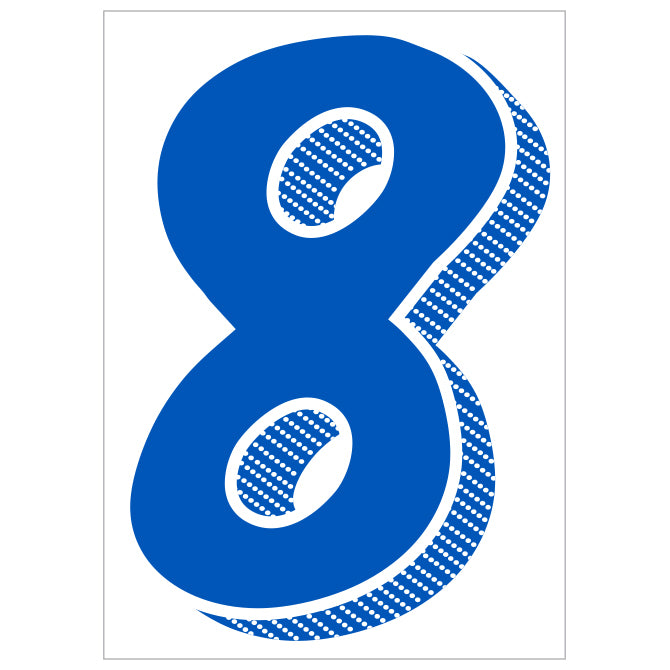 Window Sticker - 7 1/2" Blue/White #8 - Qty. 12