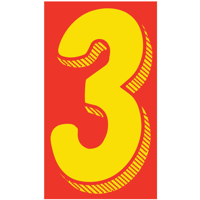 Window Sticker - 11 1/2" Yellow/Red #3 - Qty. 12