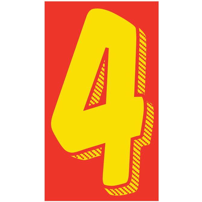 Window Sticker - 11 1/2" Yellow/Red #4 - Qty. 12