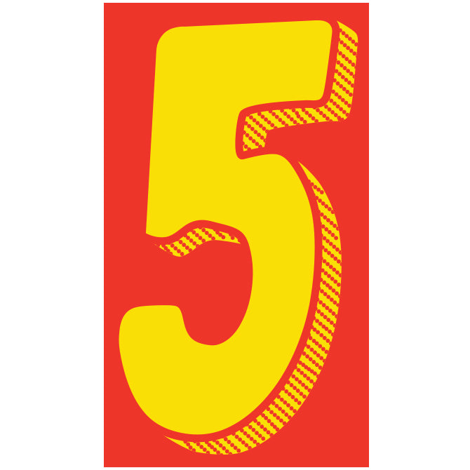 Window Sticker - 11 1/2" Yellow/Red #5 - Qty. 12