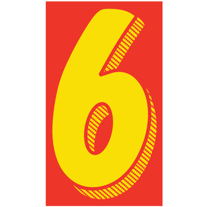 Window Sticker - 11 1/2" Yellow/Red #6 - Qty. 12