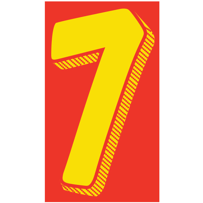 Window Sticker - 11 1/2" Yellow/Red #7 - Qty. 12