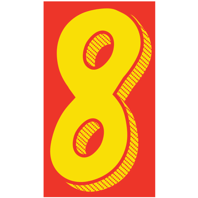 Window Sticker - 11 1/2" Yellow/Red #8 - Qty. 12
