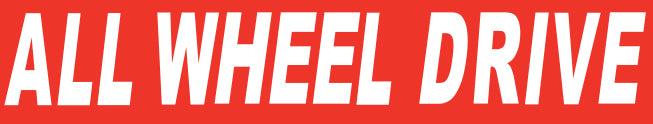 WHITE on RED Slogan - All Wheel Drive - Qty. 12