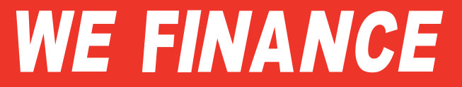 WHITE on RED Slogan - We Finance - Qty. 12