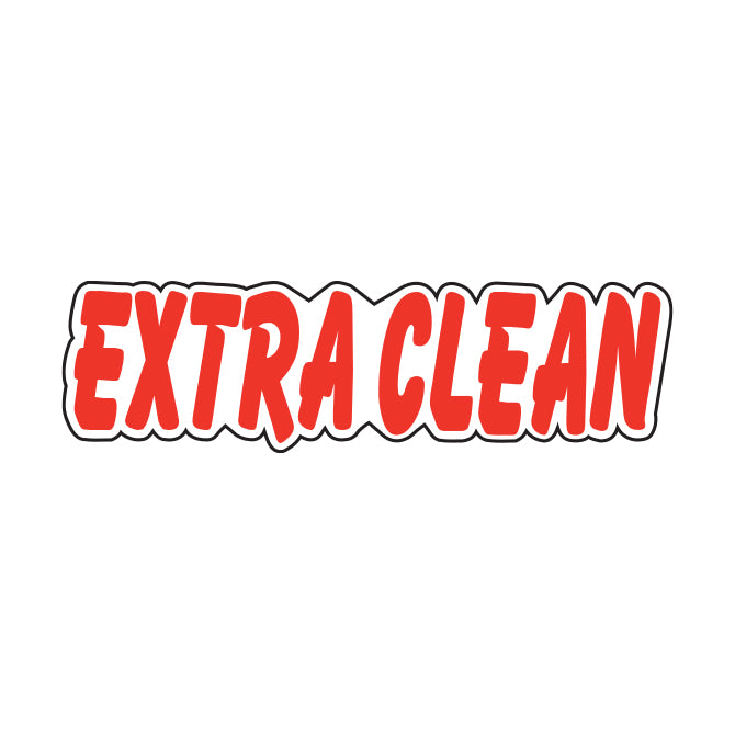 Red & White Die Cut Slogan - Extra Clean - Qty. 12