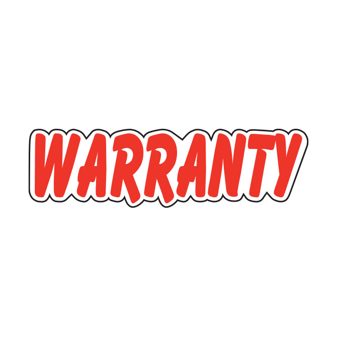 Red & White Die Cut Slogan - Warranty -  Qty. 12