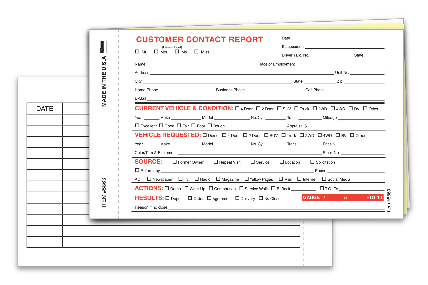 Contact Report - 6 5/8" x 4" -  Qty. 100