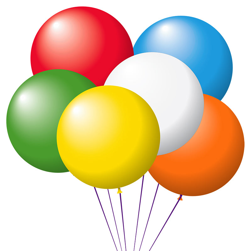 Jumbo Latex Balloons - 24" - Asst Colors w/White - Qty. 25
