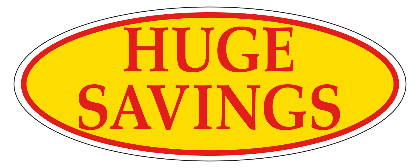 Window Sticker, Red on Yellow Oval, HUGE SAVINGS - Qty. 12