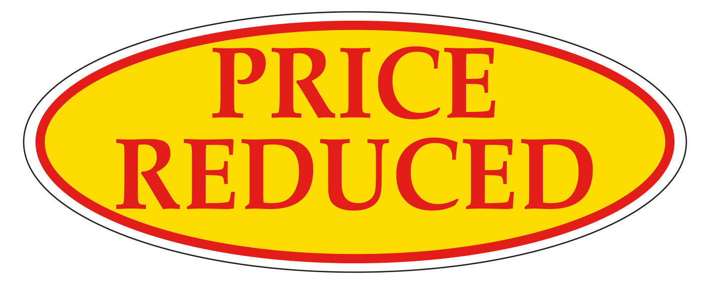 Window Sticker, Red on Yellow Oval, PRICE REDUCED - Qty. 12