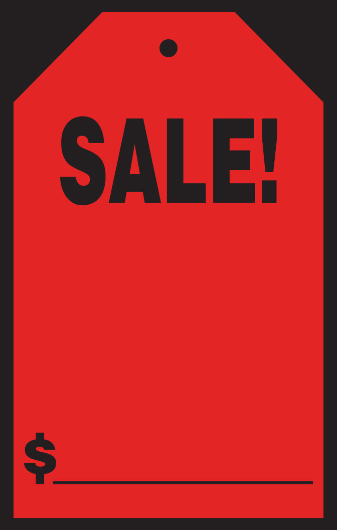 Window Price Sticker - Hang Tag - Red - Sale!  -7" x 11"- Qty. 12