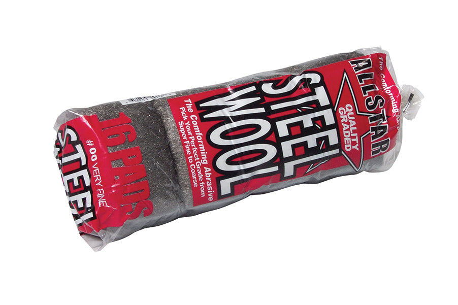 Allstar Steel Wool Pads - 00 Grade - 16 Pads - Qty. 1 Pk