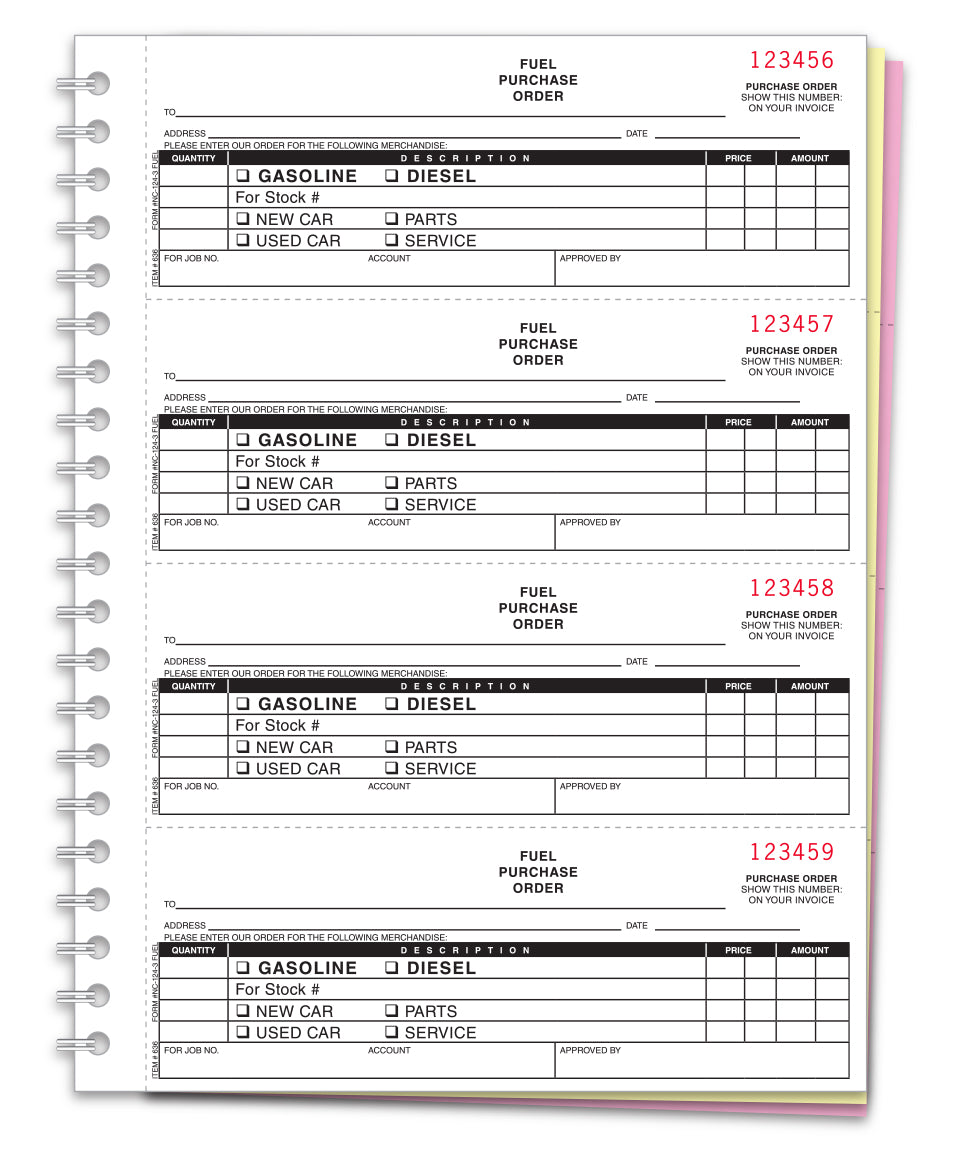 Fuel Purchase Order Book - NC-124-3-Fuel - 3 Part, 200 per Book - Qty.
