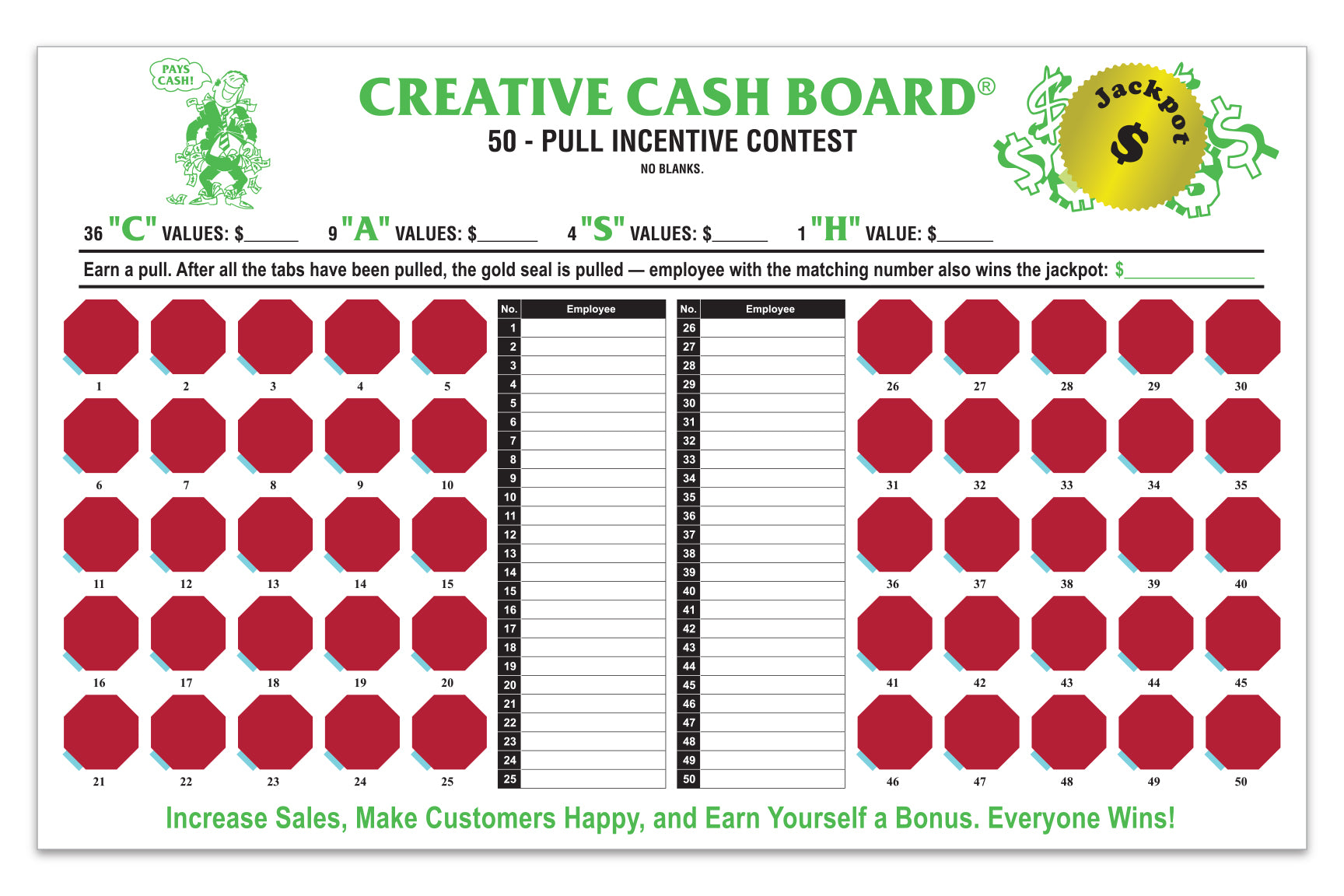 Incentive Cash Board - Creative Cash - White Board - Qty. 1