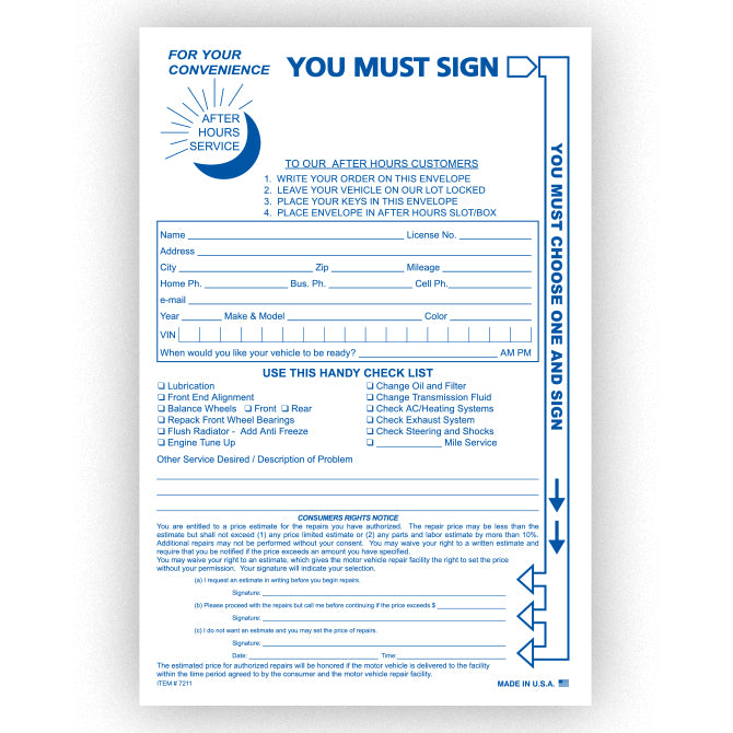 Multi-Choice After Hours Envelope - NDE-MULTI - Qty. 100