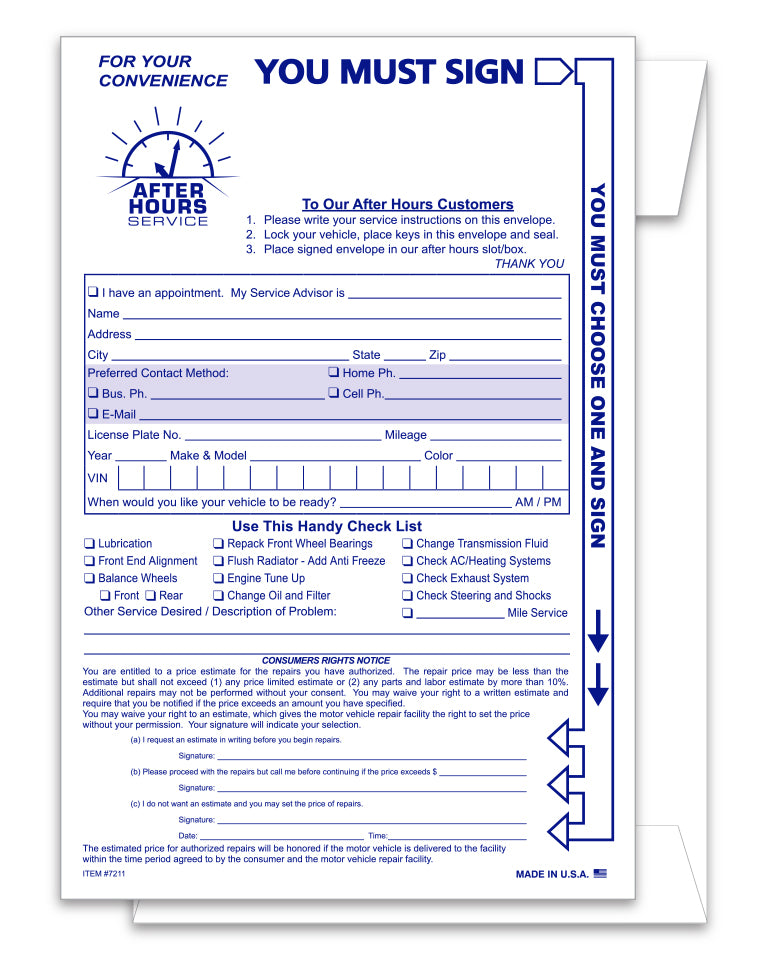 Multi-Choice After Hours Envelope - NDE-MULTI - Qty. 500