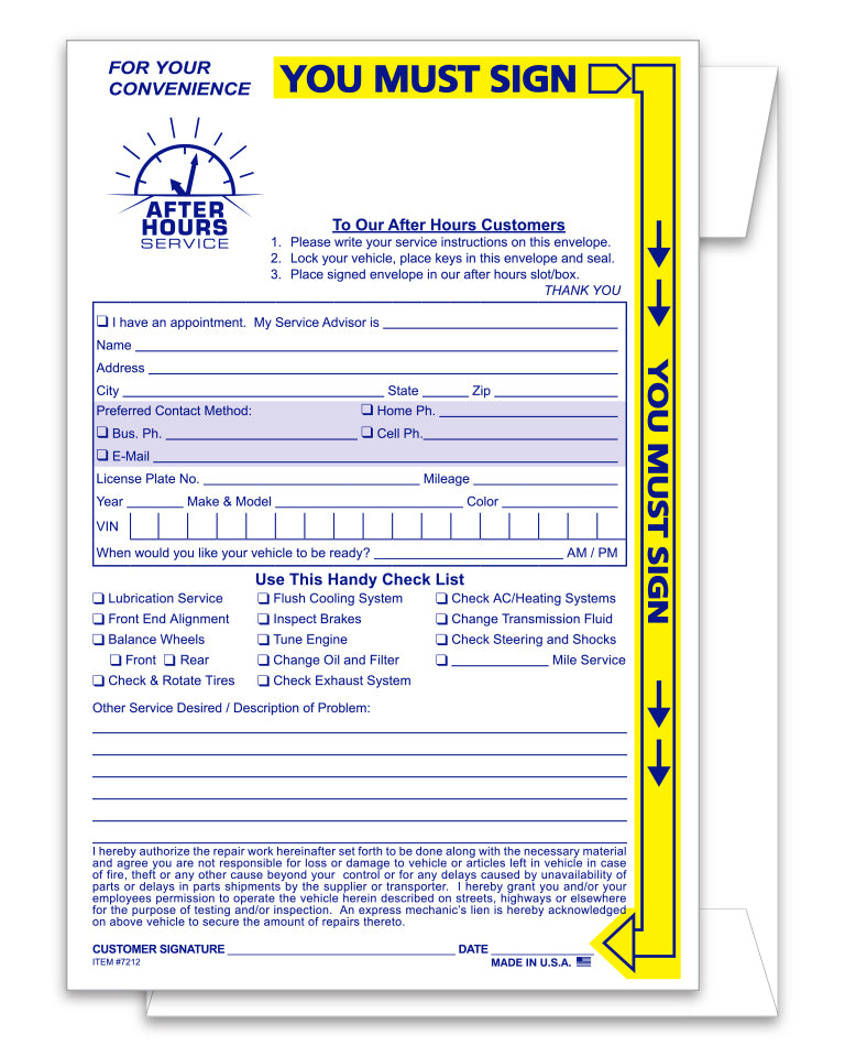 Yellow Highlight AFter Hours Envelope - NDE-YH - Qty. 500