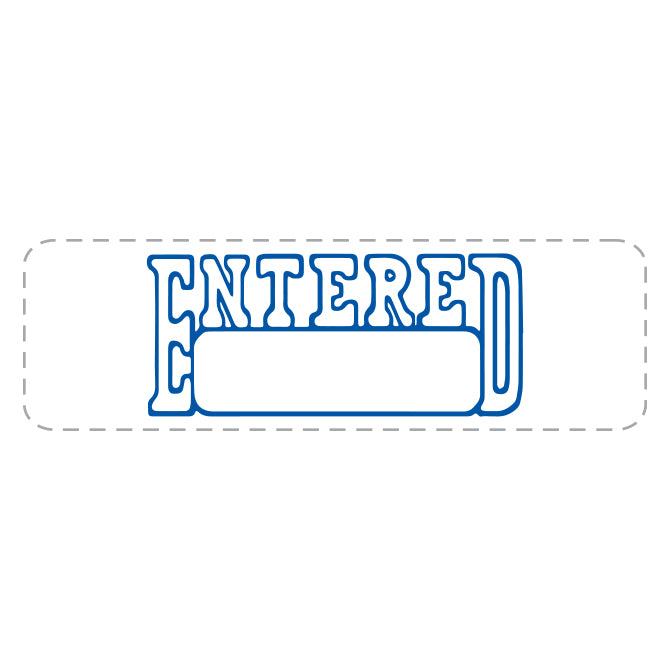 Self Inking Stamp - ENTERED - Blue Ink, 1/2" x 1 5/8" - Qty. 1