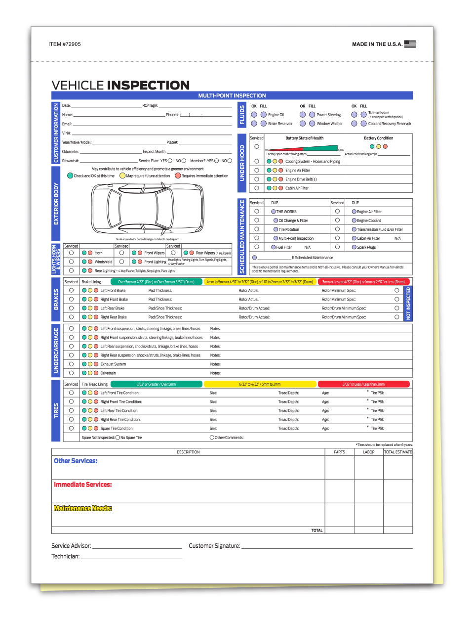 F Series Multi-Point Inspection - 2 Part - Qty. 250