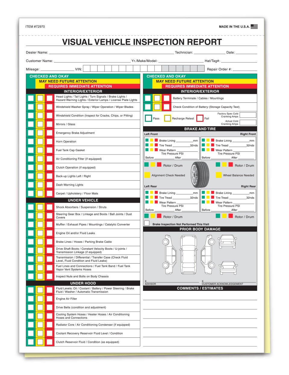 Visual Vehicle Inspection - 2 Part - Qty. 250