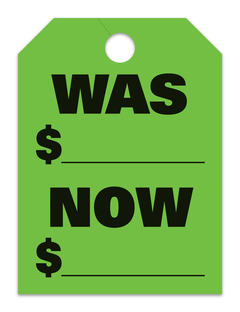 Hang Tags - Was Now - Large, Green - Qty. 50