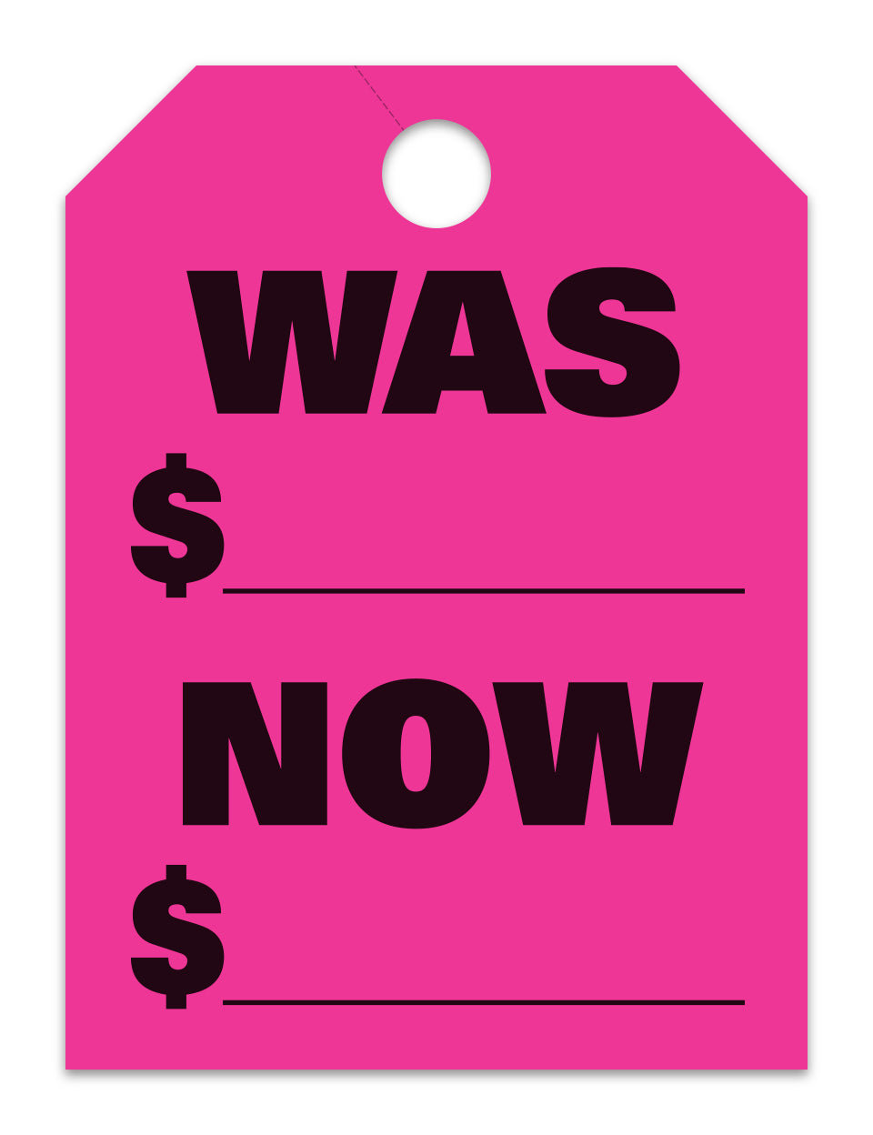 Hang Tags - Was Now - Large, Pink - Qty. 50