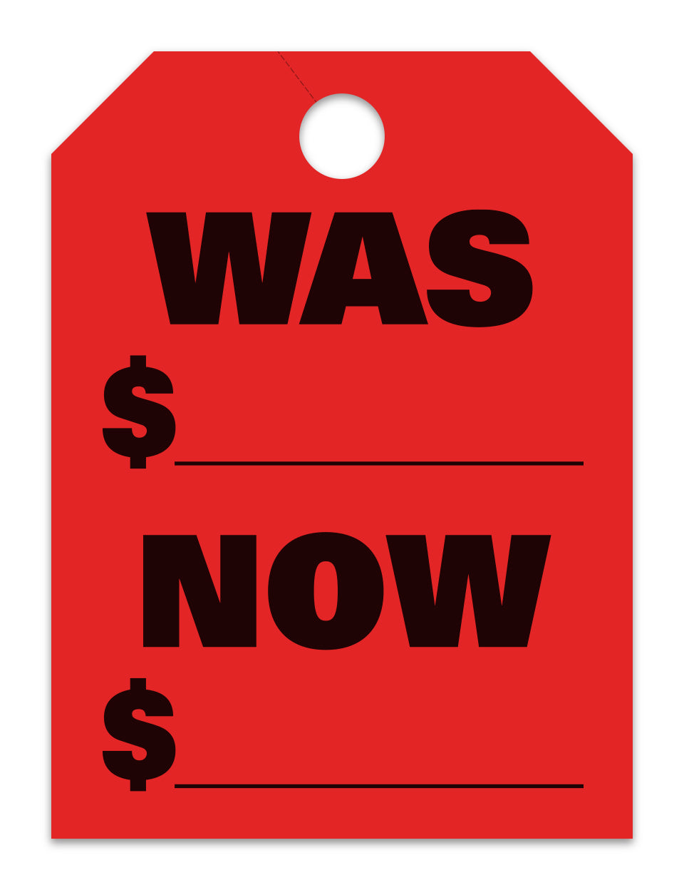 Hang Tags - Was Now - Large, Red - Qty. 50