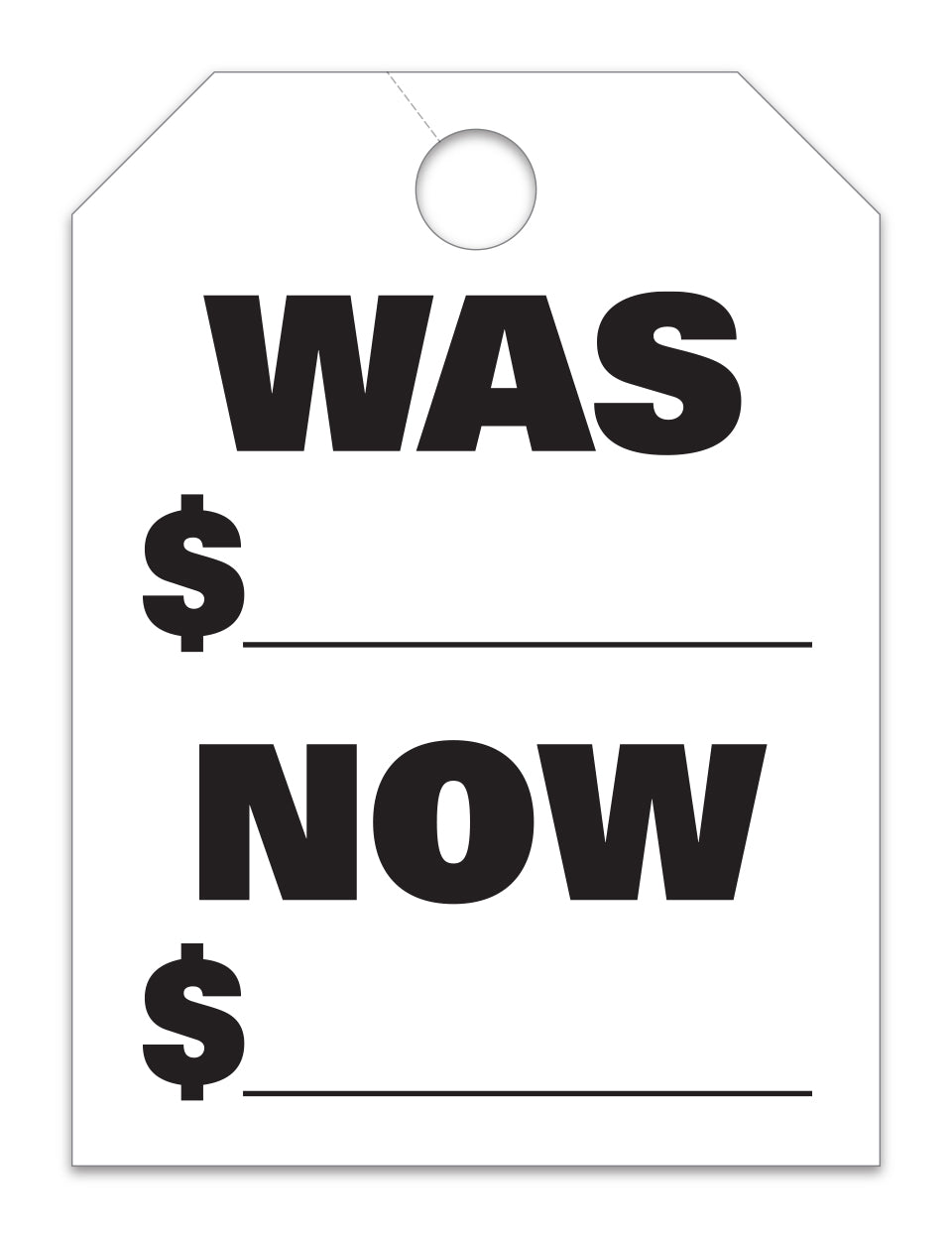 Hang Tags - Was Now - Large, White - Qty. 50
