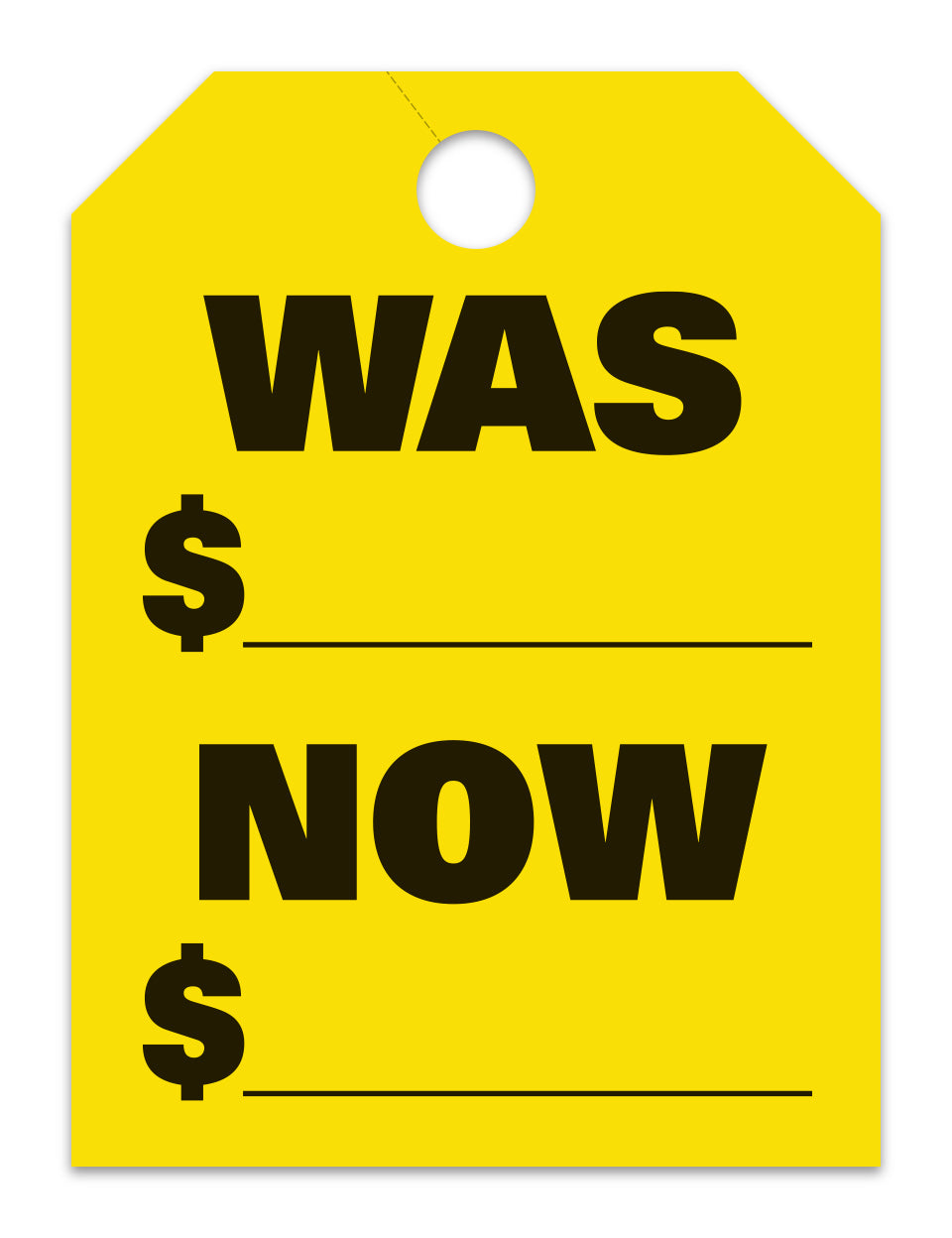Hang Tags - Was Now - Large, Yellow - Qty. 50