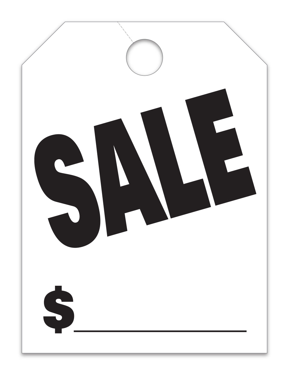 Hang Tags - Sale - Large, White - Qty. 50
