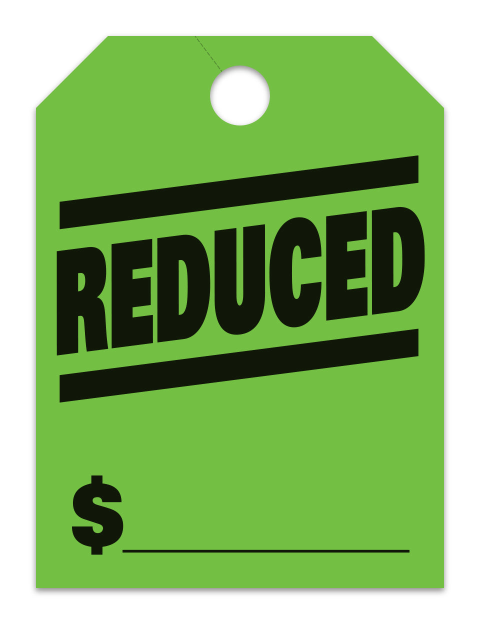 Hang Tags - Reduced - Large, Green - Qty. 50