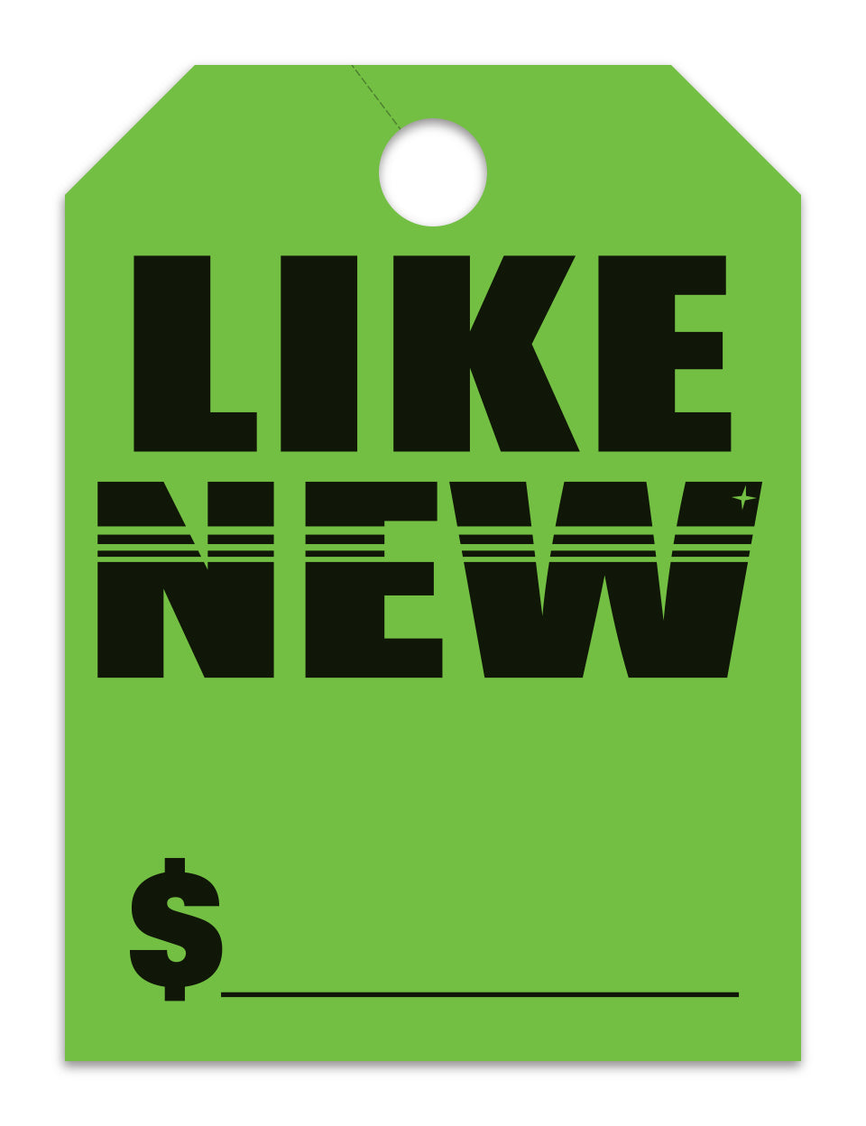 Hang Tags - Like New - Large, Green - Qty. 50