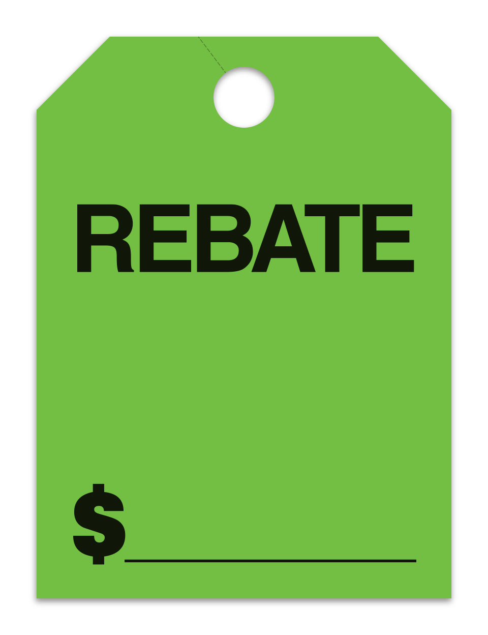 Hang Tags - Rebate - Large, Green - Qty. 50