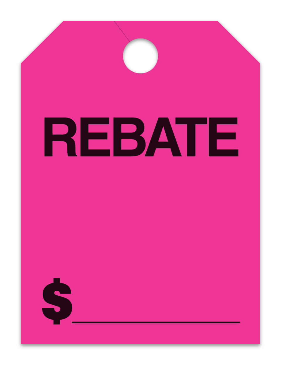 Hang Tags - Rebate - Large, Pink - Qty. 50