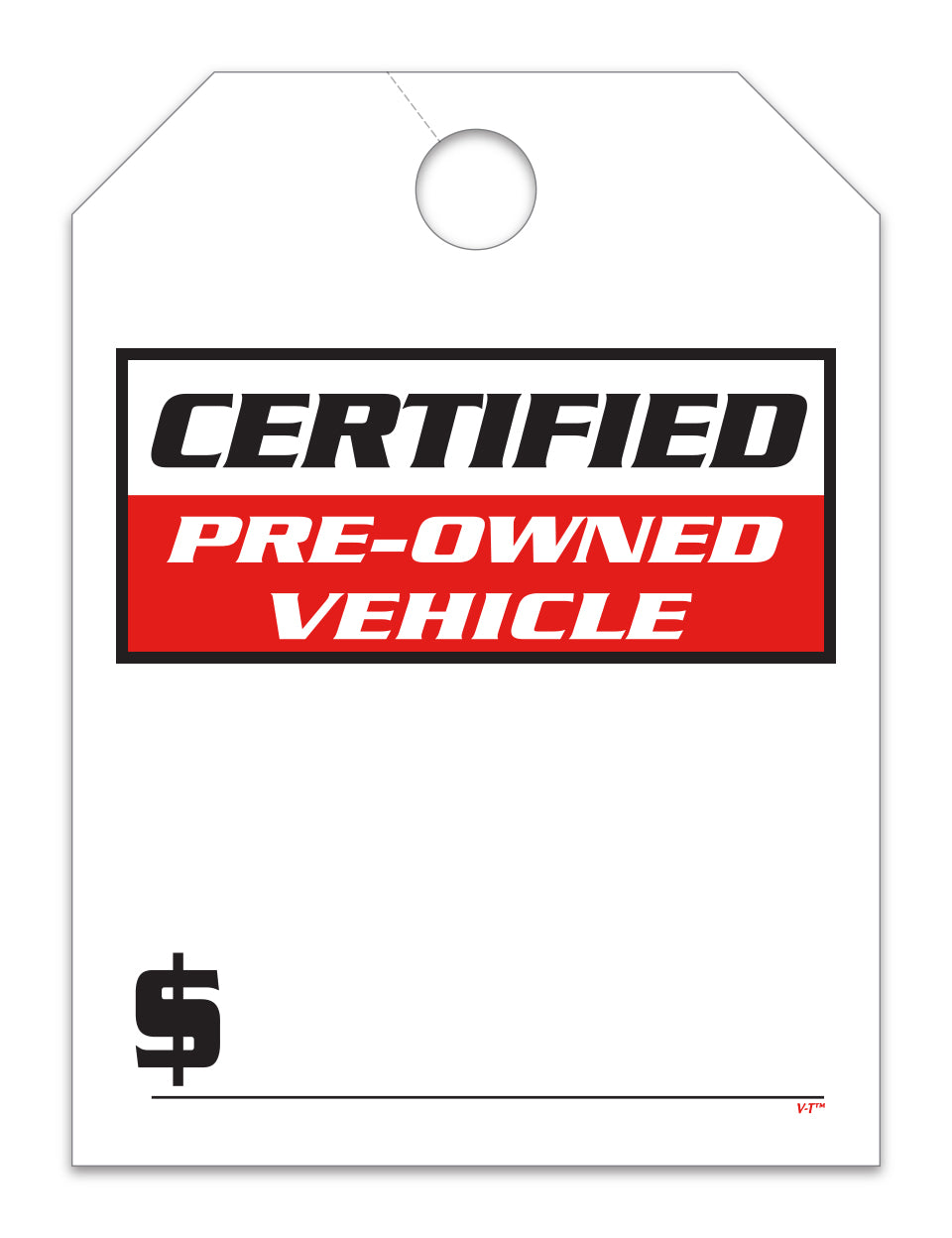 Hang Tag - Certified Pre Owned Vehicle - 8.5" x 11.5" - Qty. 50