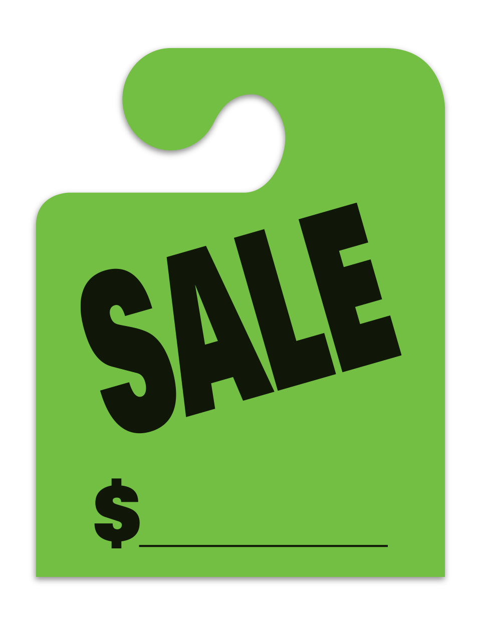 J-Hook Hang Tags - Sale - Large, Green - Qty. 50