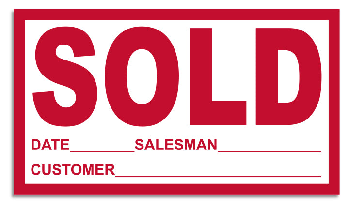 Sold Sticker - 4" X 7" - Qty. 100