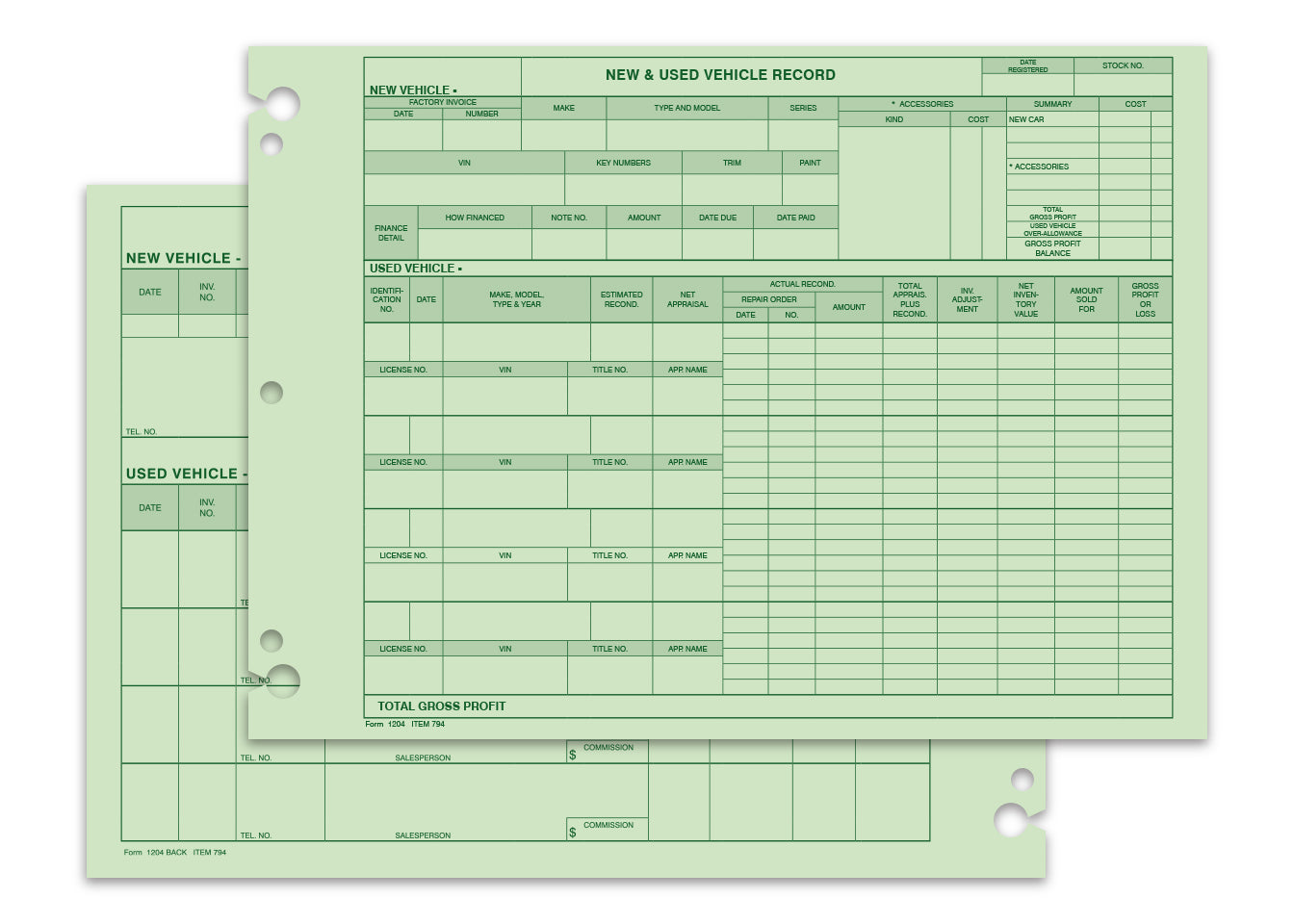 Vehicle Inventory Record - 1204 - Qty. 50