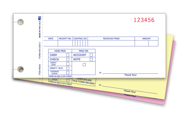 Cash Receipt - AA-508-3- 3 Part - Qty. 100