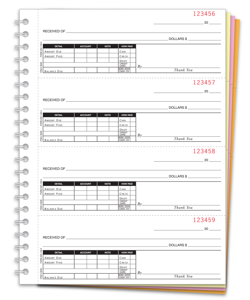 Cash Receipt Book - NC-146-4 - 4 Part, 200 per Book - Qty. 1