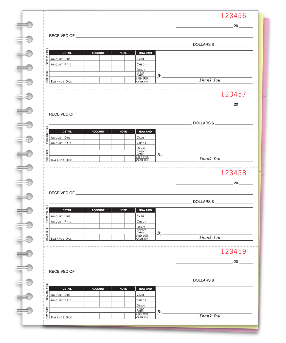 Cash Receipt Book - NC-146-3 - 3 Part, 200 per Book - Qty. 1