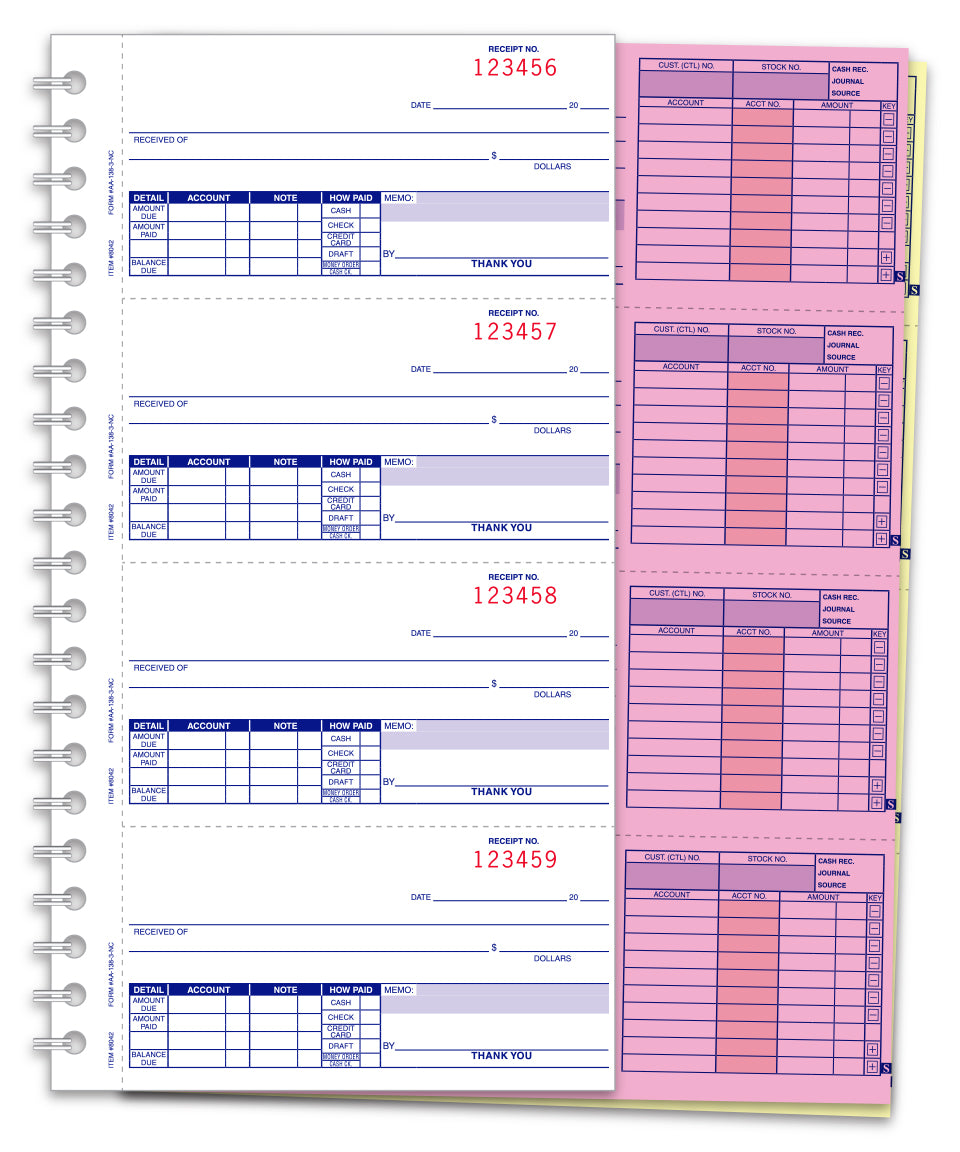 Cash Receipt Book - AA-138NC-1S2L - 3 Part, 200 per Book - Qty. 1