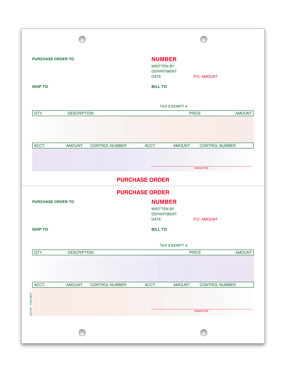 Laser Purchase Order, Pre Printed - LZR-PO - Qty. 250