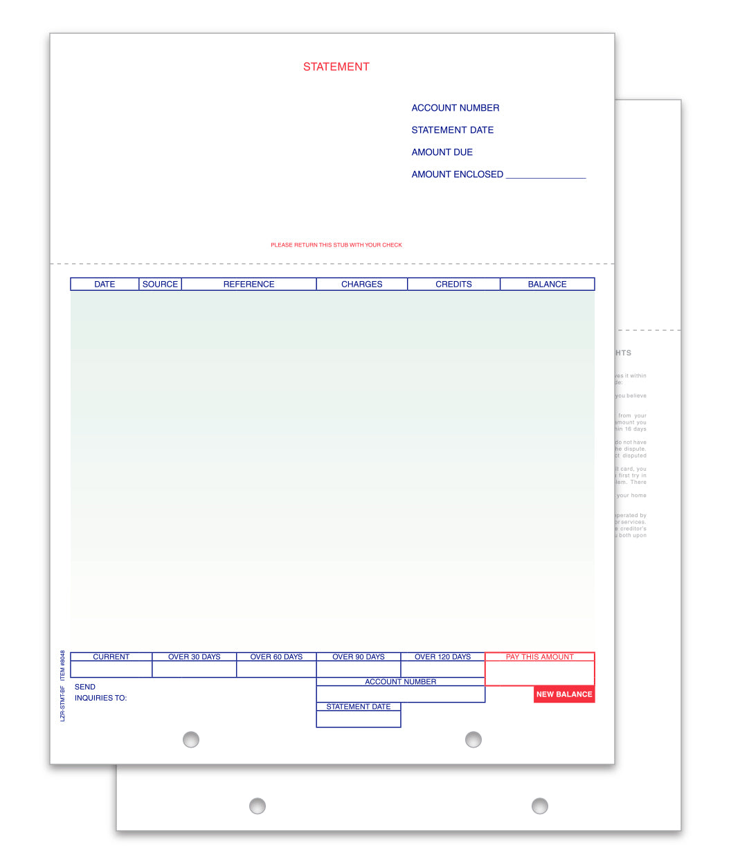 Laser Statement, Balance Forward - LZR-STMT-BF - Qty. 250