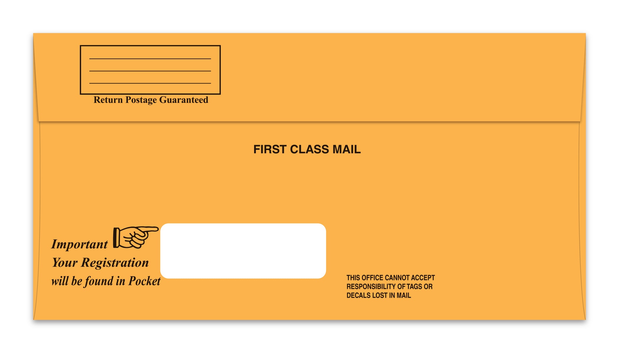Lic. Plate Envelope - Window - Self Seal - Qty. 100