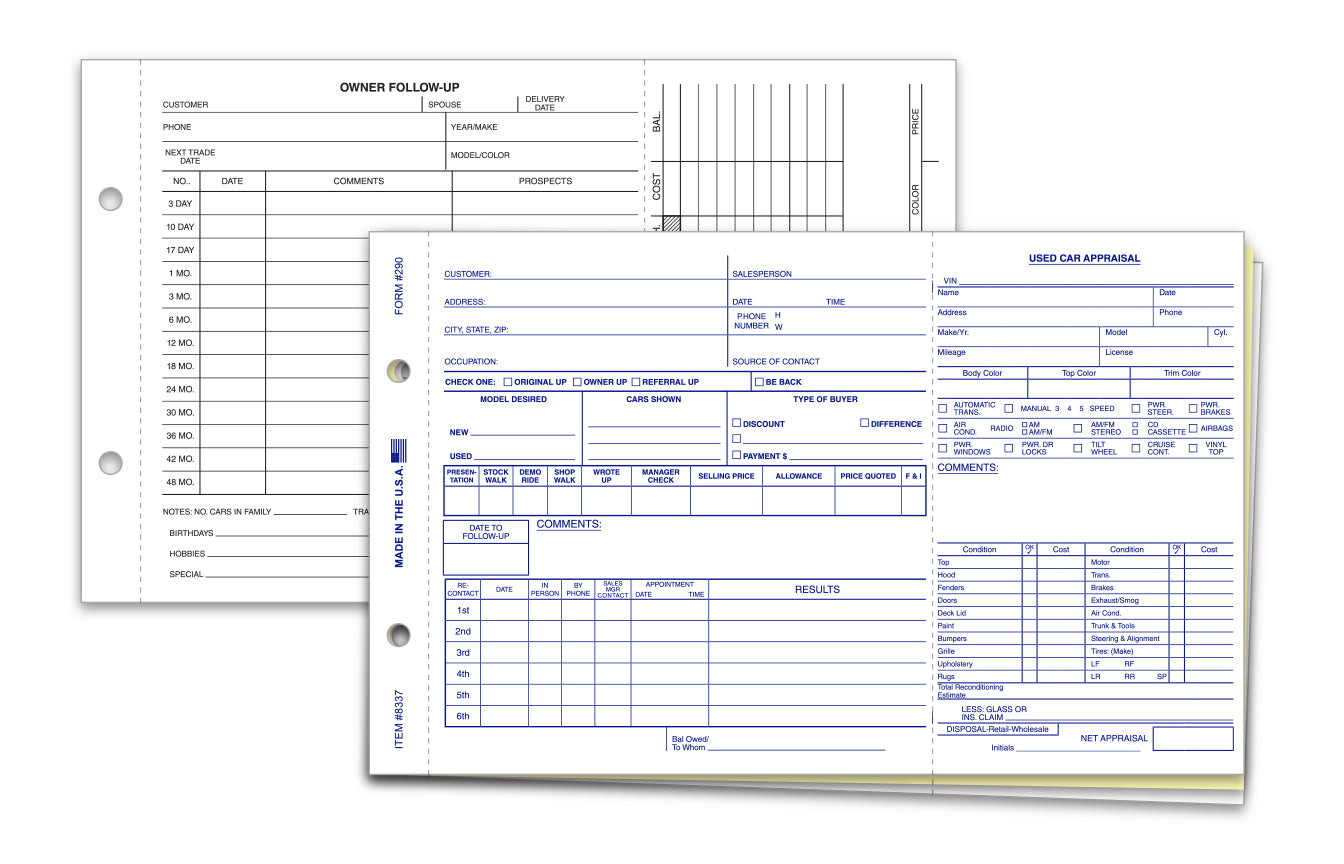 Used Car Appraisal - 3 Part Snap-Out - Qty. 100