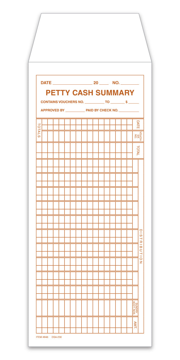 Petty Cash Envelopes - DSA-230 - Qty. 50